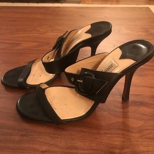 Jimmy Choo leather, slip on, high heel sandal